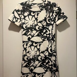 Zara Black and White Patterned Mini Dress